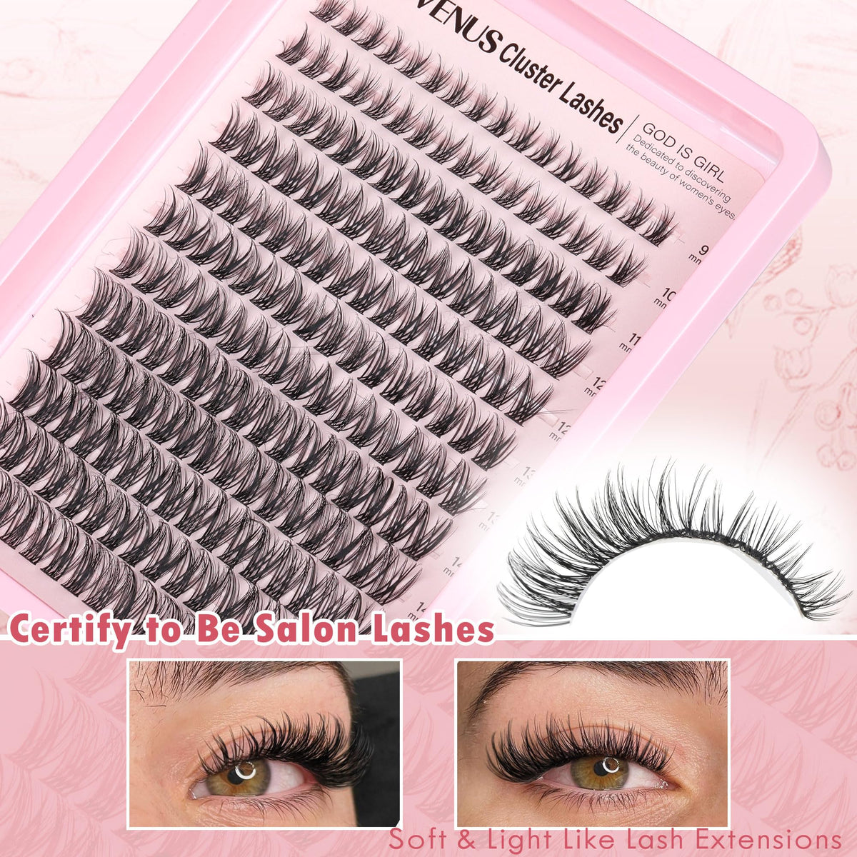 Brown Lash Clusters Natural For Soft Glam 300Pcs Wispy Lashes Cluster Eyelash Cluster Extensions C Curve Individual Lashes DIY Lash Extension Waterproof & Long - Lasting (10-16mm) Jansha Store