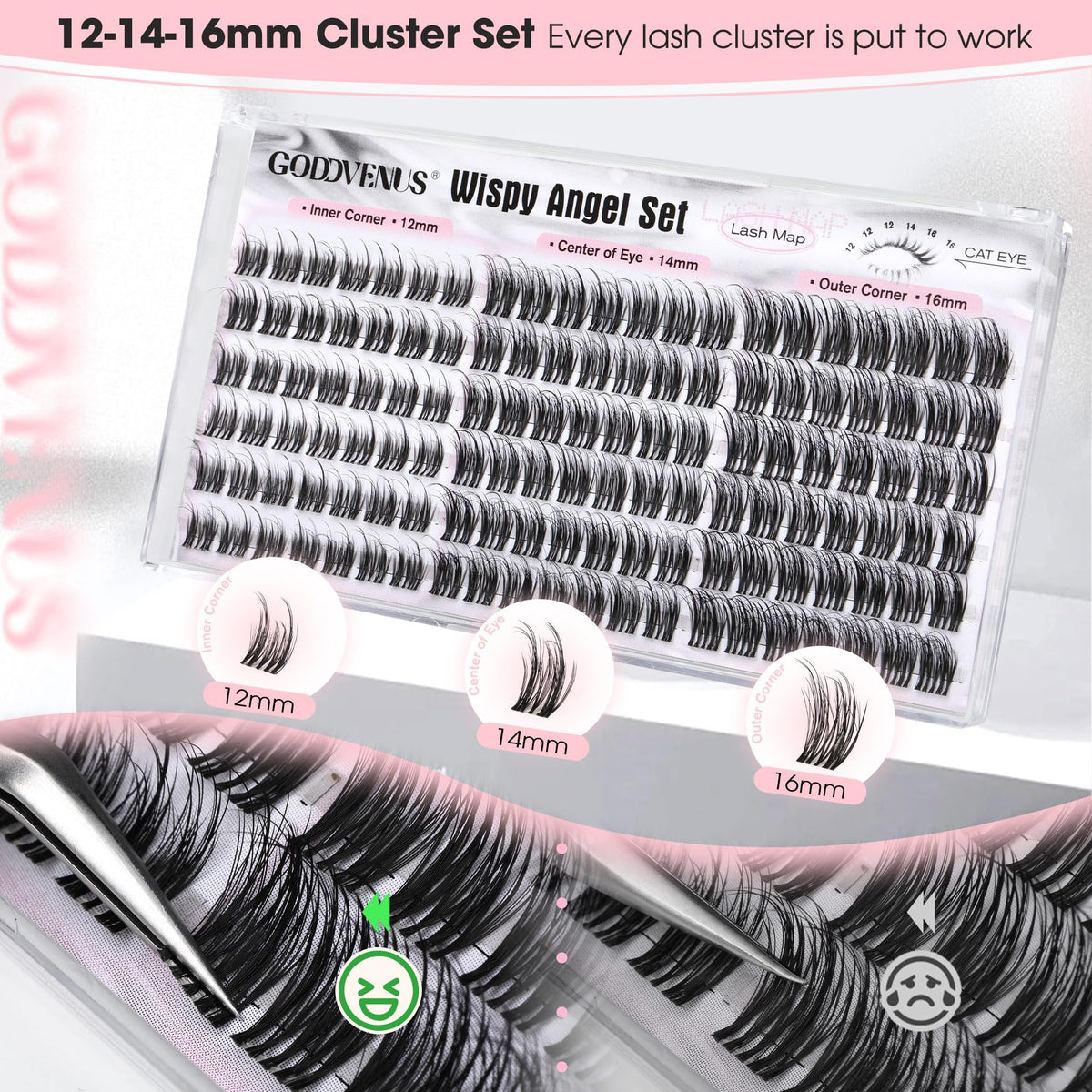 Brown Lash Clusters Natural For Soft Glam 300Pcs Wispy Lashes Cluster Eyelash Cluster Extensions C Curve Individual Lashes DIY Lash Extension Waterproof & Long - Lasting (10-16mm) Jansha Store