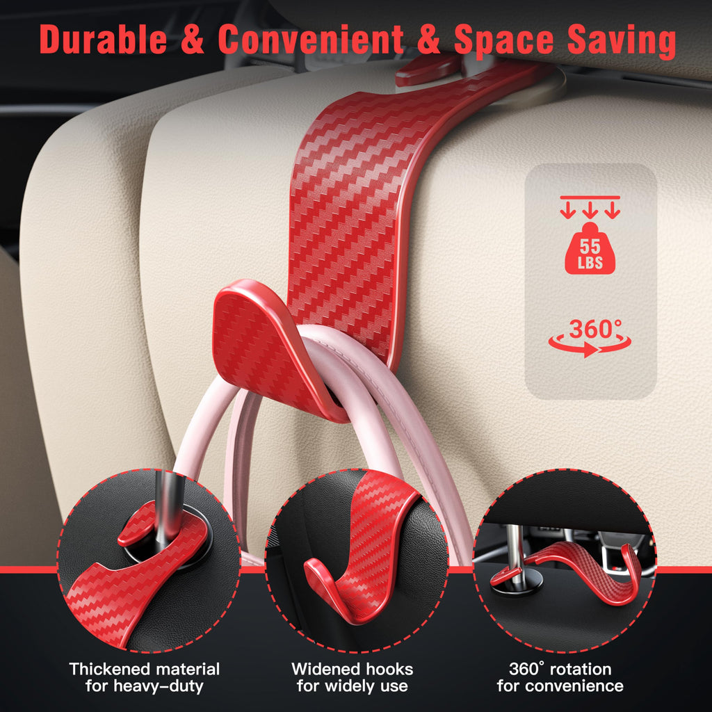 4-Pack Car Headrest Hooks Holds 55lbs Seat Storage Organizer for Bags Jansha Store
