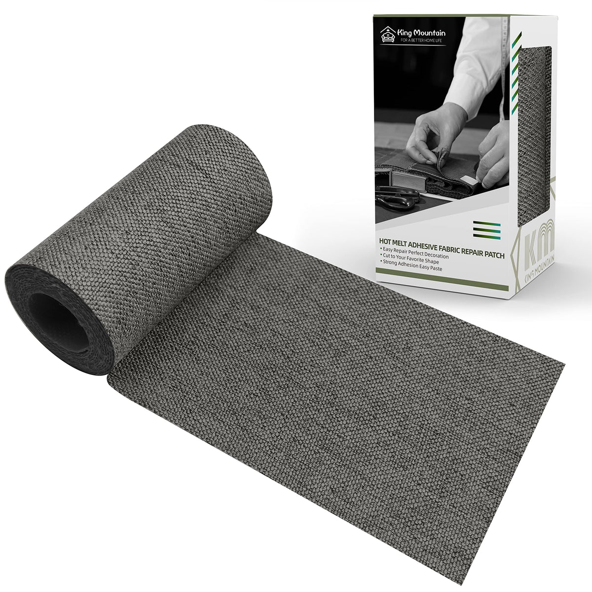 KING MOUNTAIN 100% Cotton Fabric Iron-on Repair Patch, Inside&Outside Clothes Repair Patch, 3"x60" with Backing Glue Repair Decorative Patch kit (Off-White) Jansha Store