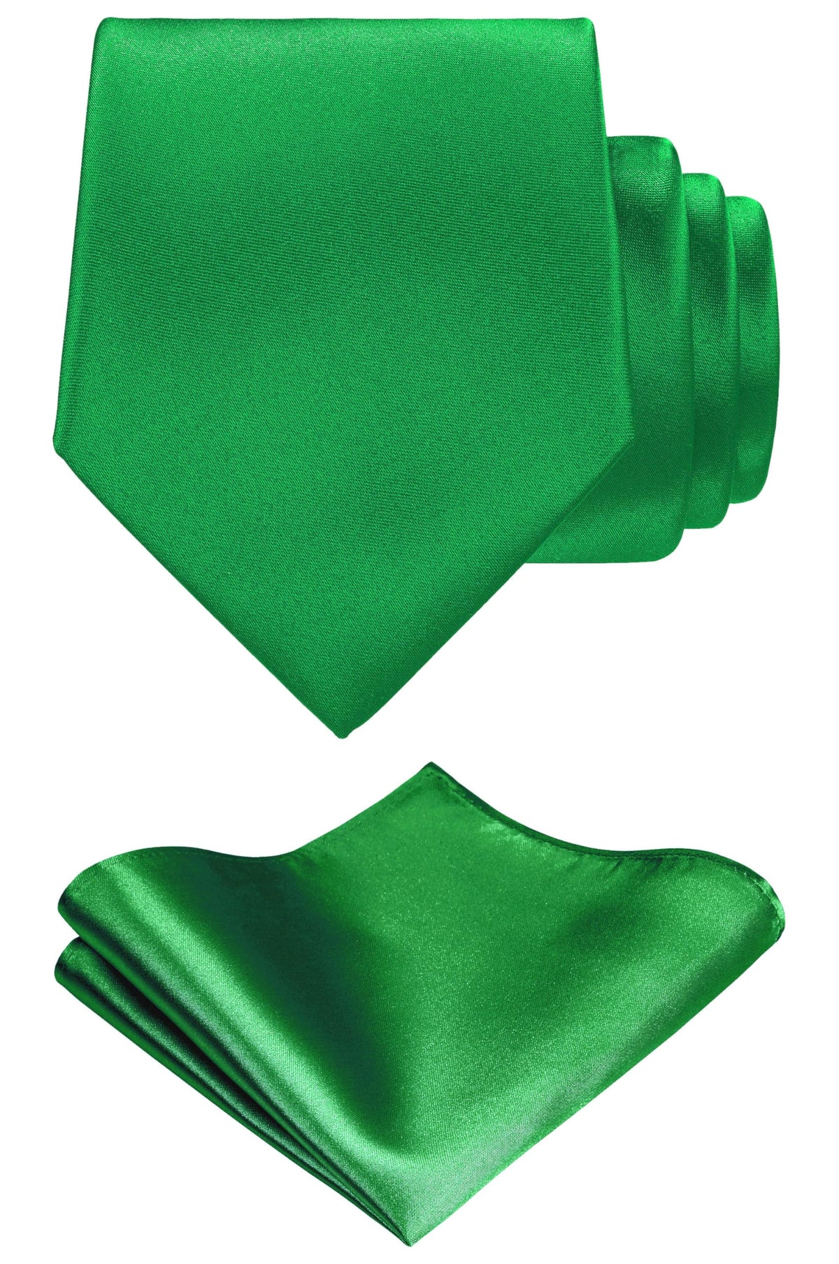 TIE G Solid Satin Woven dyed Color Formal Black Necktie and Pocket Square Sets in Gift Box Jansha Store