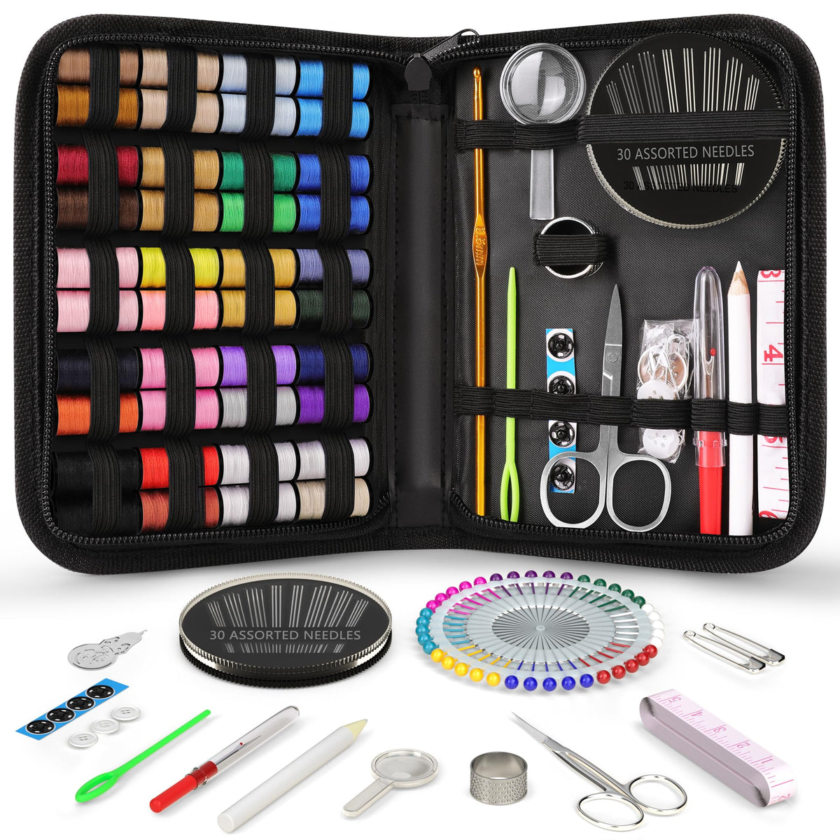 Coquimbo Sewing Kit Gifts for Adults Teen Grils Women Mom Grandma, Portable Sewing Supplies Contains Tape Measure, Scissors, Thimble, Thread, Sewing Needles (Beige, M) Jansha Store