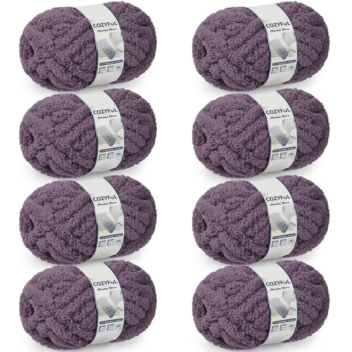 Cozyful Chunky Yarn for Hand Knitting - #10 Chunky Chenille Yarn, Jumbo Big Thick Chunky Yarns for Crocheting, Super Bulky Chunky Knit Blanket Yarns, 8 Skein (22 yds 8 oz Each Skein), Soft Sage Green Jansha Store