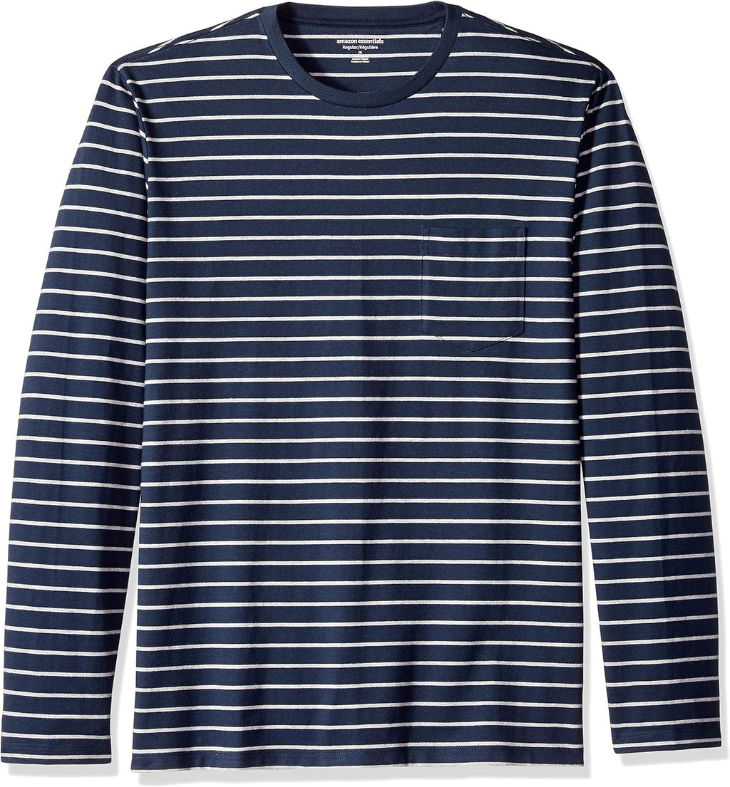 Amazon Essentials Men's Regular-Fit Crewneck Long-Sleeve T-Shirt, Casual Cotton Jersey Jansha Store