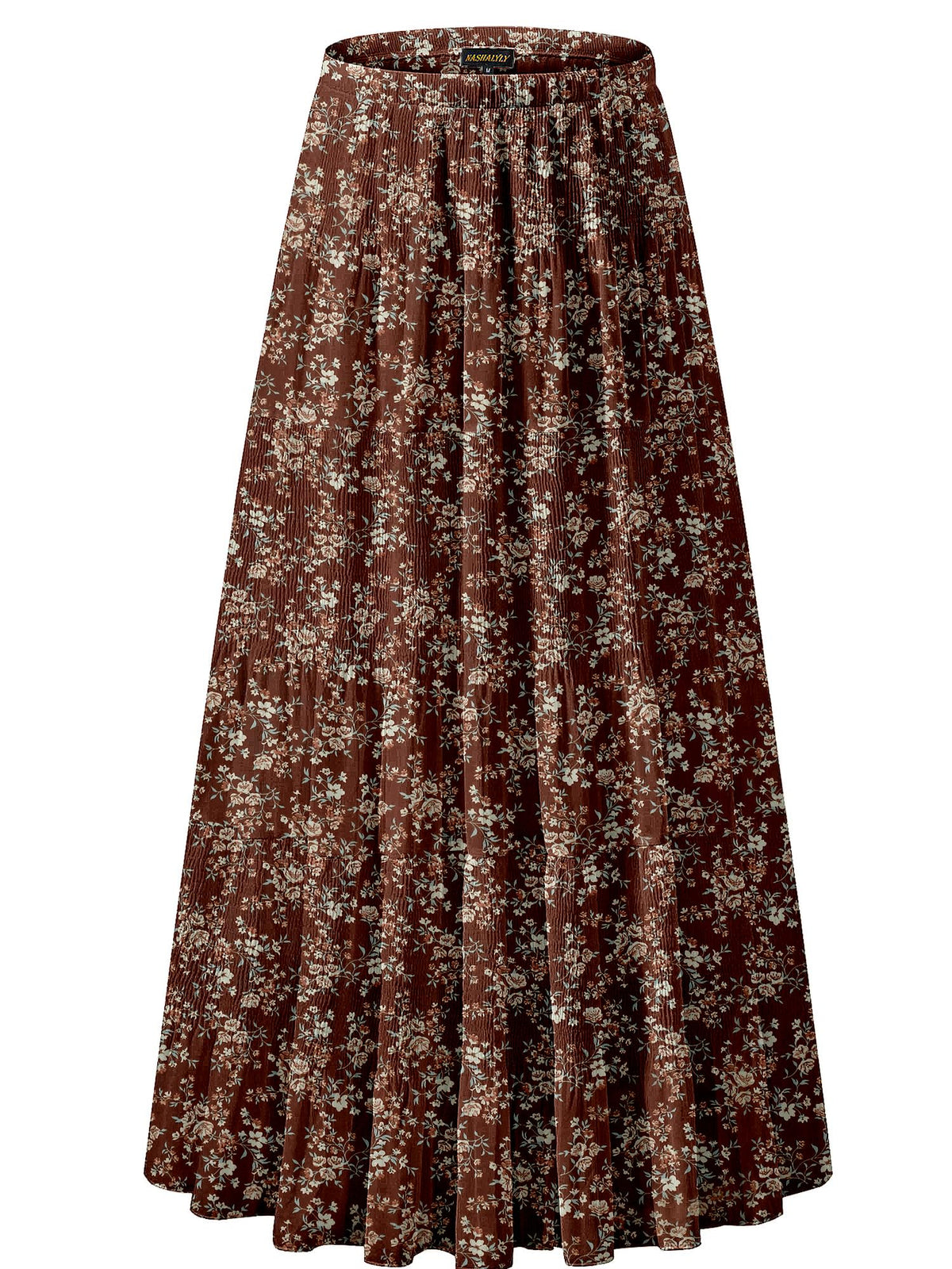 NASHALYLY Women's Chiffon Elastic High Waist Pleated A-Line Maxi Skirts Jansha Store