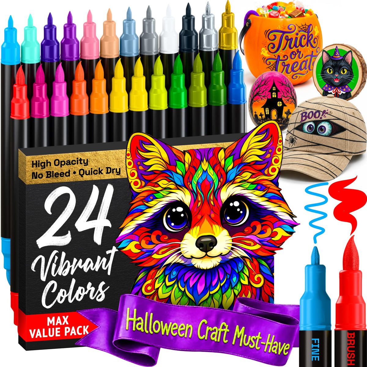 ARTISTRO 36 Multicolor Dual-Tip Acrylic Paint Marker Pens for Drawing Jansha Store