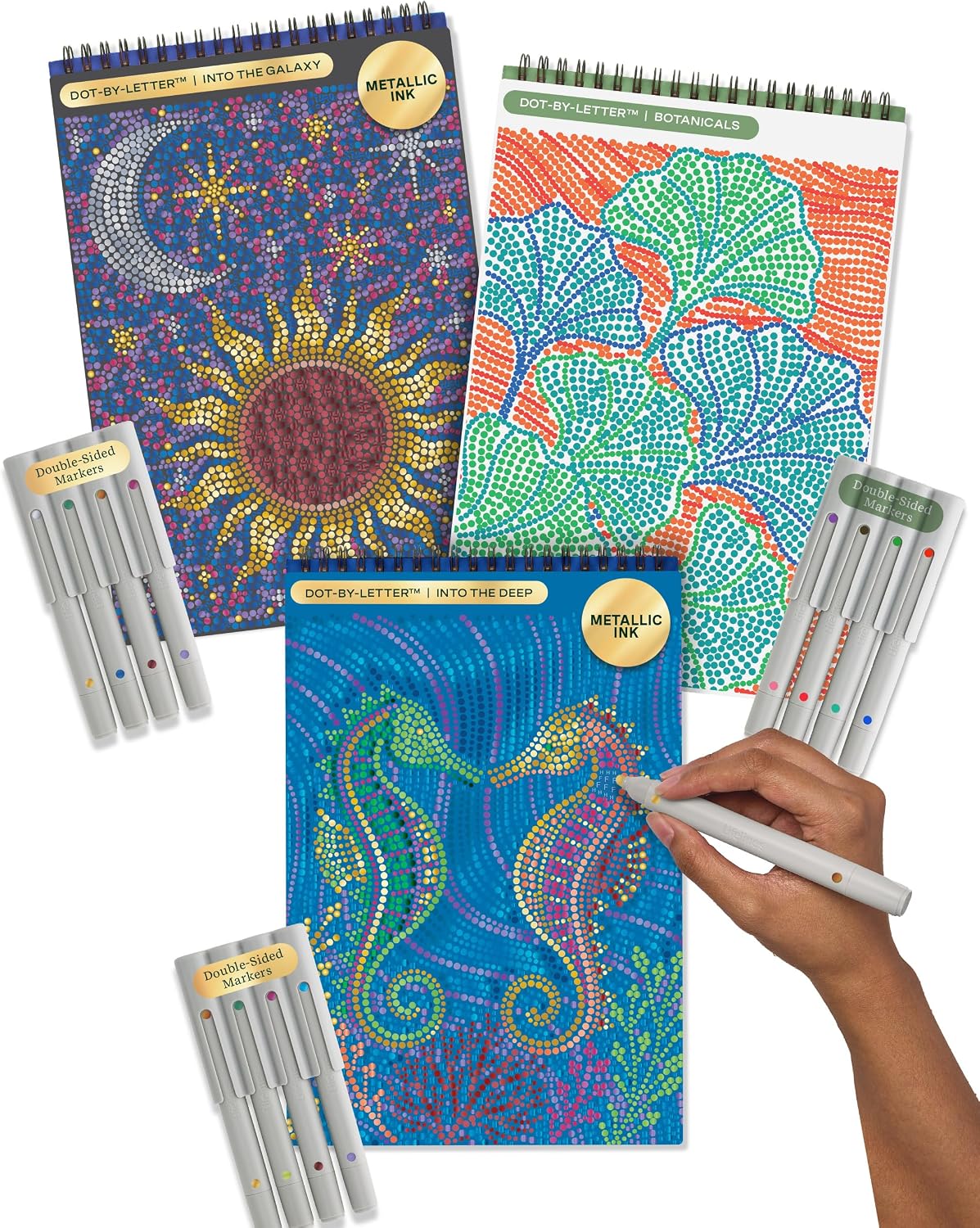 Lifelines FlowArt Activity Pads 3-Pack, Dot-by-Letter Guided Coloring Books Jansha Store