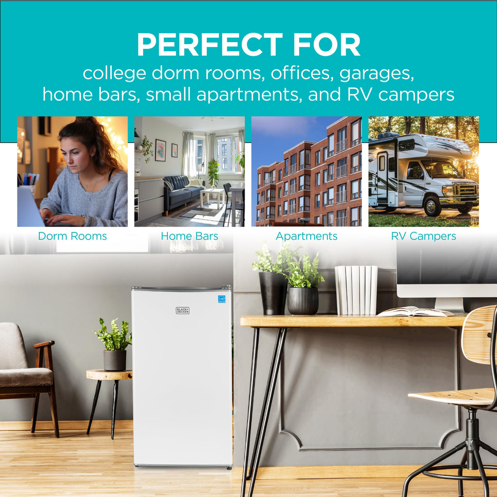 BLACK+DECKER 2.5 Cu. Ft. Compact Refrigerator, Energy Star, BCRK25B, Black Jansha Store