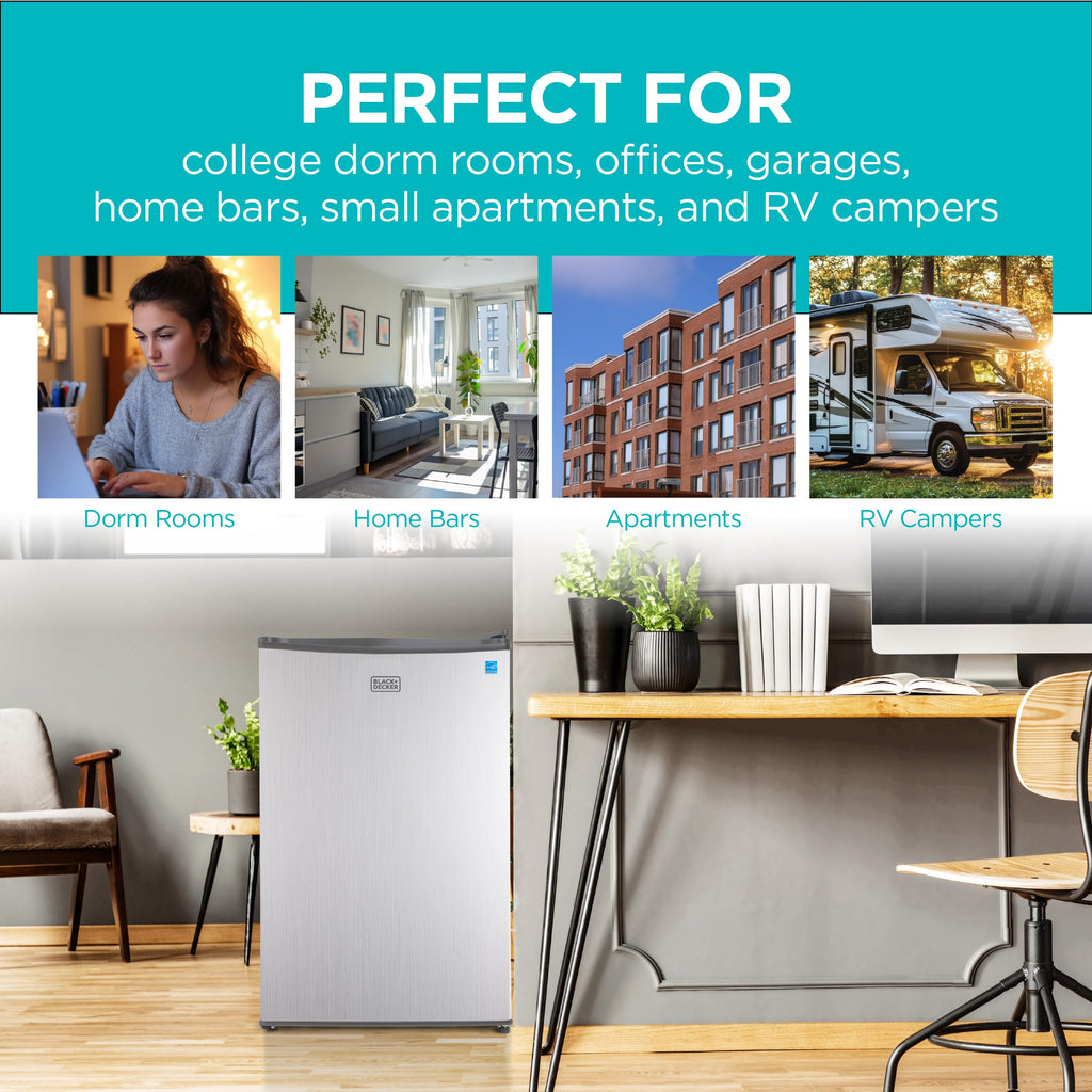 BLACK+DECKER 2.5 Cu. Ft. Compact Refrigerator, Energy Star, BCRK25B, Black Jansha Store