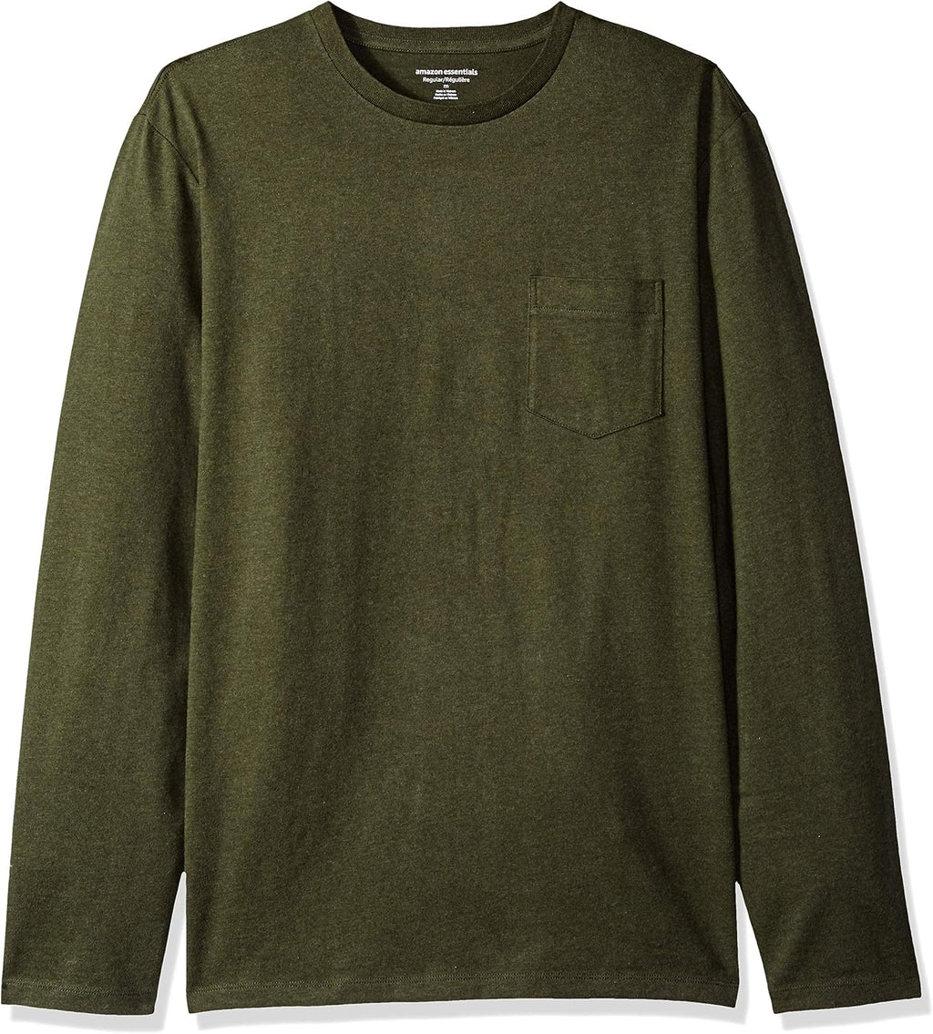 Amazon Essentials Men's Regular-Fit Crewneck Long-Sleeve T-Shirt, Casual Cotton Jersey Jansha Store