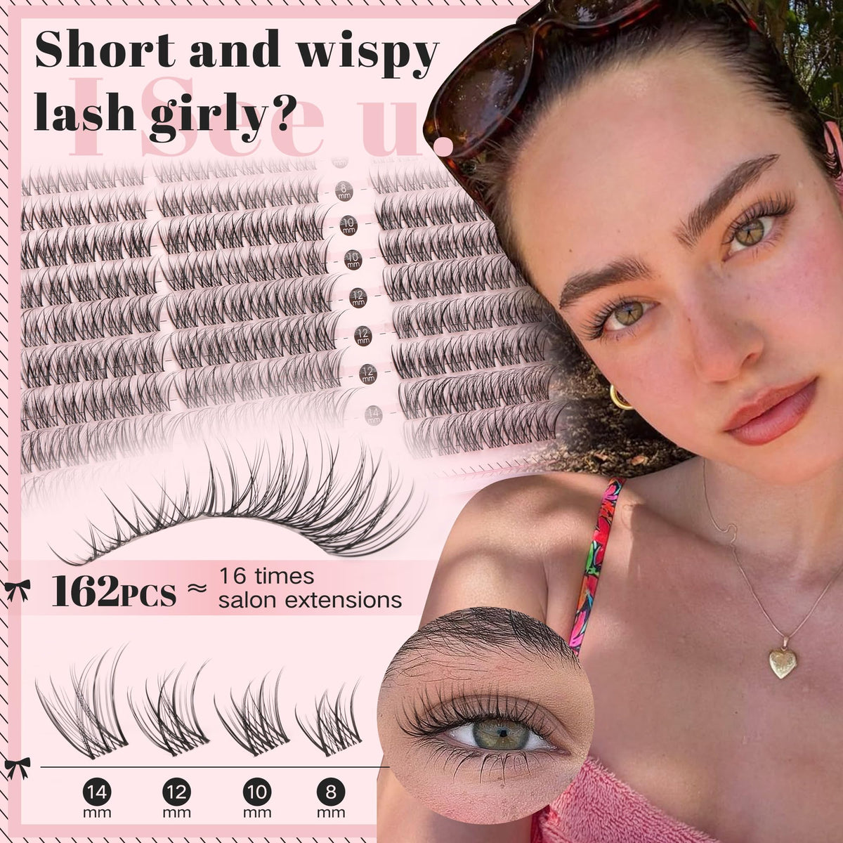 Brown Lash Clusters Natural For Soft Glam 300Pcs Wispy Lashes Cluster Eyelash Cluster Extensions C Curve Individual Lashes DIY Lash Extension Waterproof & Long - Lasting (10-16mm) Jansha Store