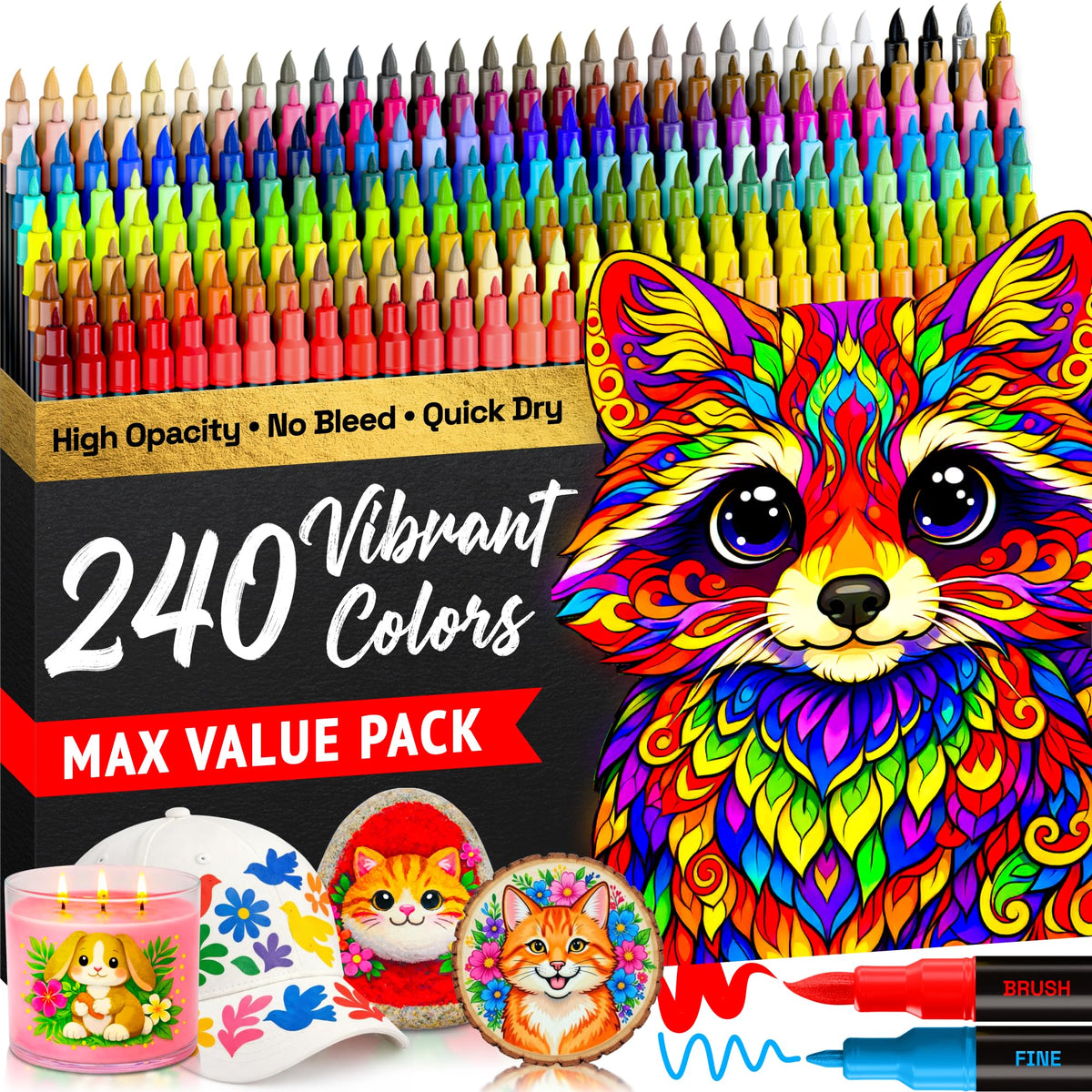 ARTISTRO 36 Multicolor Dual-Tip Acrylic Paint Marker Pens for Drawing Jansha Store