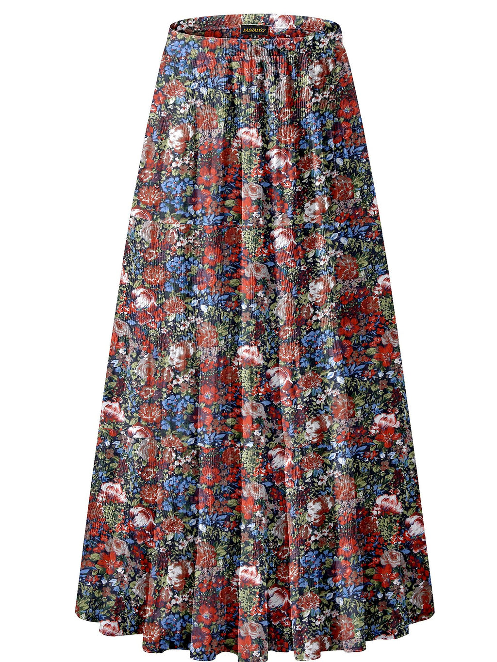 NASHALYLY Women's Chiffon Elastic High Waist Pleated A-Line Maxi Skirts Jansha Store