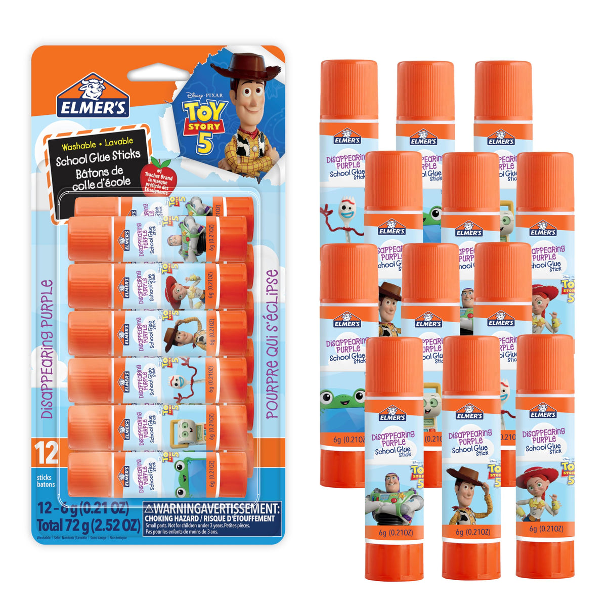 Elmer's Disappearing Purple School Glue Sticks, Washable, 6 Grams, 12 Count - Arts & Crafts, Poster, Projects, Back to School, #1 Teacher Brand Jansha Store