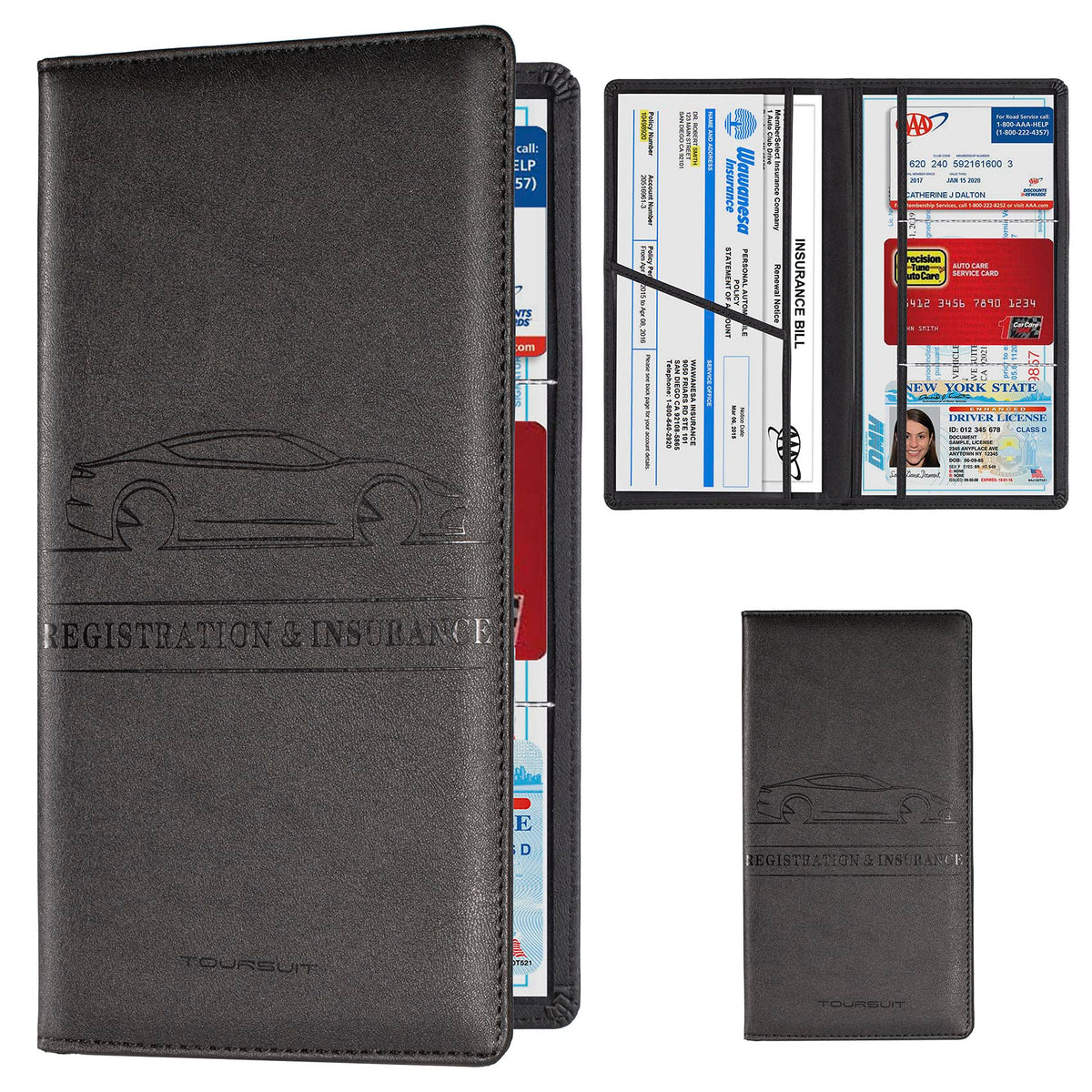 TOURSUIT Car Registration and Insurance Card Holder, Marble Black Jansha Store