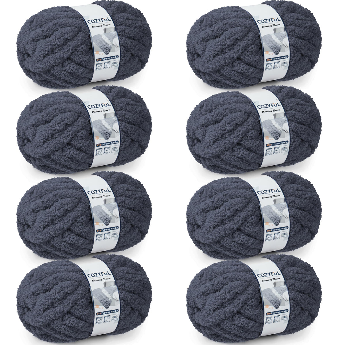 Cozyful Chunky Yarn for Hand Knitting - #10 Chunky Chenille Yarn, Jumbo Big Thick Chunky Yarns for Crocheting, Super Bulky Chunky Knit Blanket Yarns, 8 Skein (22 yds 8 oz Each Skein), Soft Sage Green Jansha Store