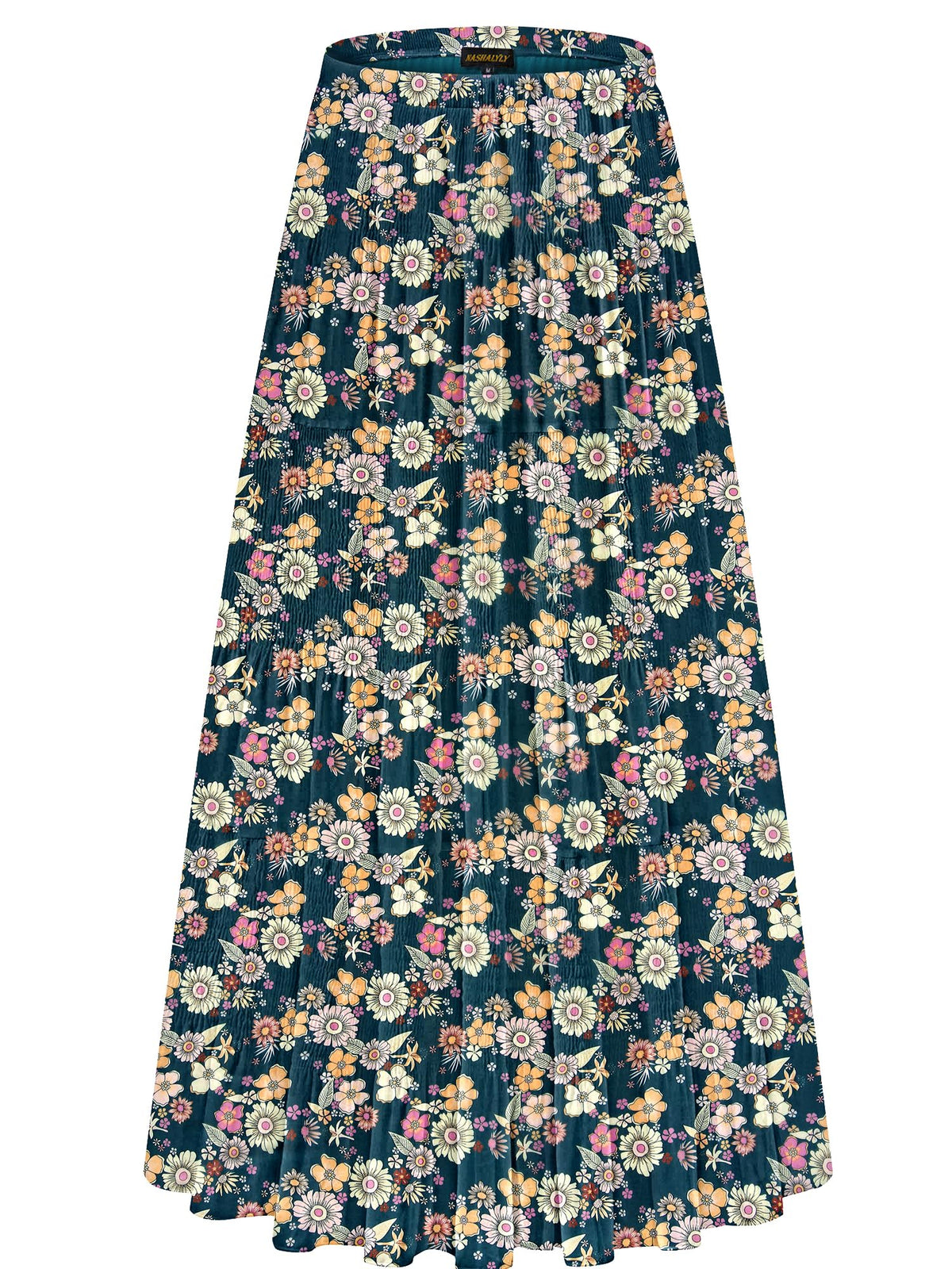 NASHALYLY Women's Chiffon Elastic High Waist Pleated A-Line Maxi Skirts Jansha Store