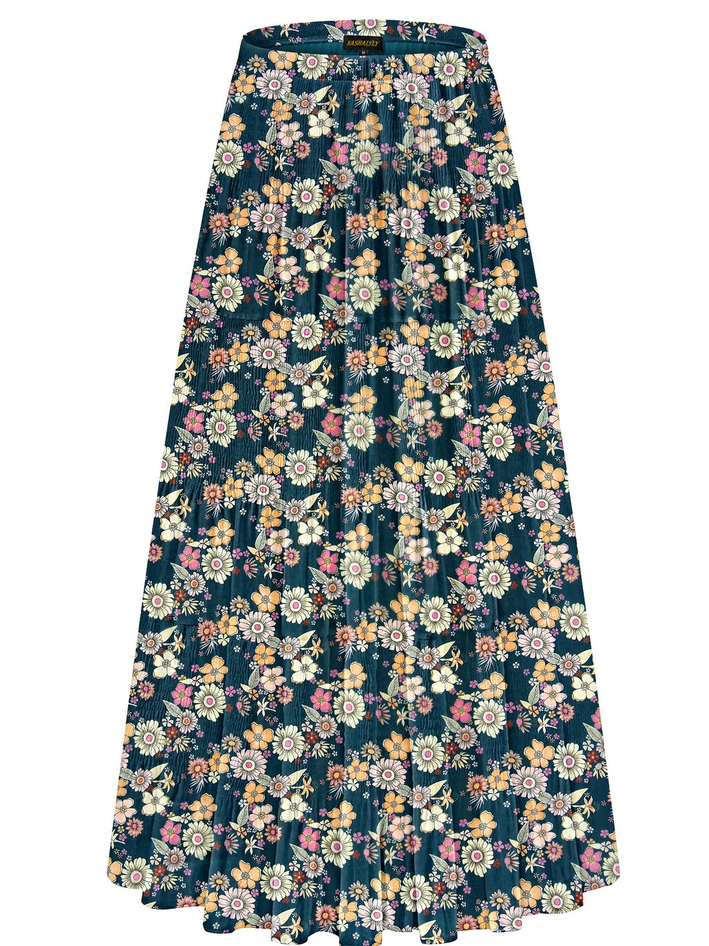 NASHALYLY Women's Chiffon Elastic High Waist Pleated A-Line Maxi Skirts Jansha Store