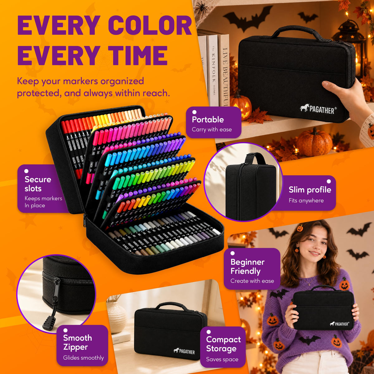 Pagather Acrylic Paint Markers, 72 Colors Dual Tip Fine & Brush Pens Set Jansha Store