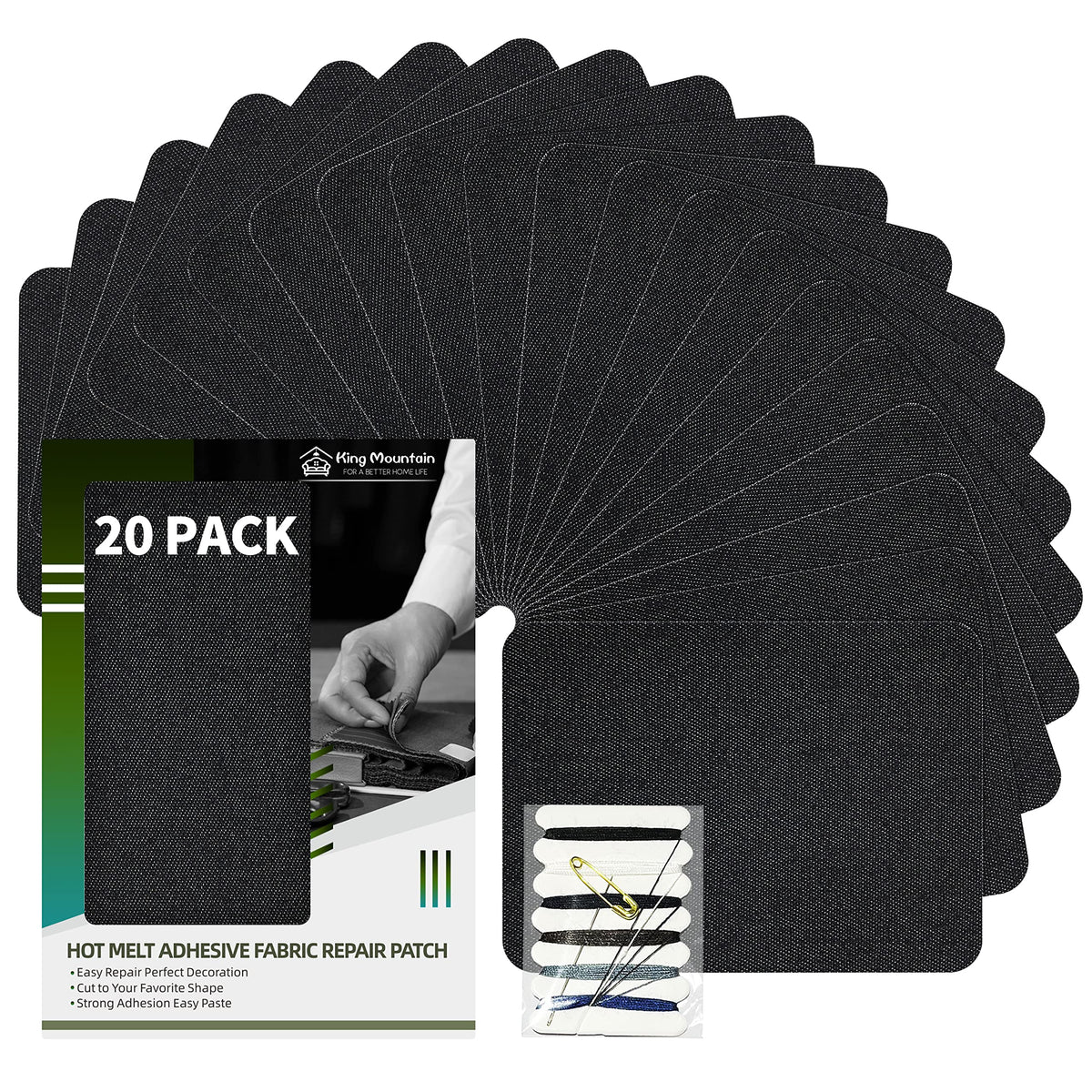 KING MOUNTAIN 100% Cotton Fabric Iron-on Repair Patch, Inside&Outside Clothes Repair Patch, 3"x60" with Backing Glue Repair Decorative Patch kit (Off-White) Jansha Store