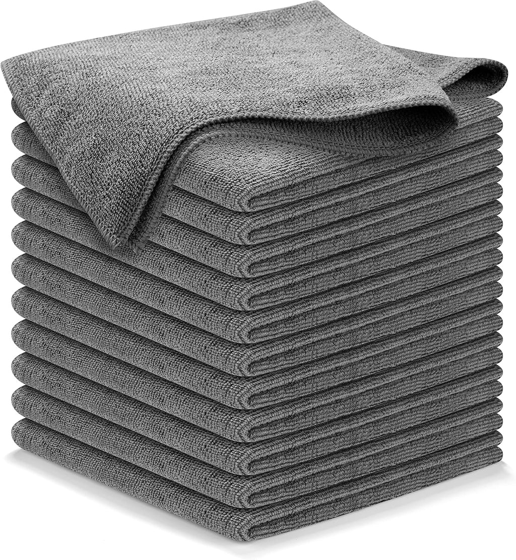 USANOOKS Microfiber Cleaning Cloth Grey - 12 Pcs (12.5"x12.5") - High Performance - 1200 Washes, Ultra Absorbent Microfiber Towel Weave Grime & Liquid for Streak-Free Mirror Shine - Car Washing Cloth Jansha Store