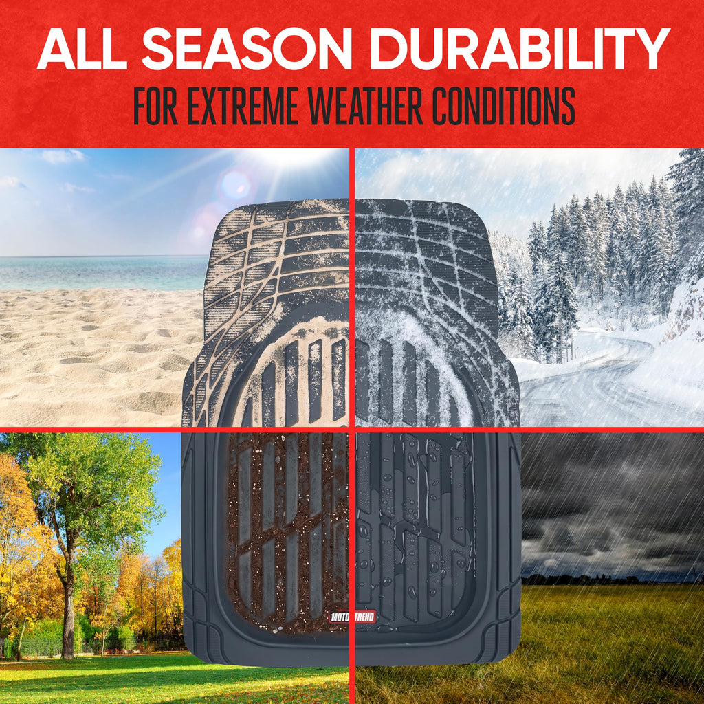 Motor Trend FlexTough Floor Mats for Cars, Black Deep Dish All-Weather Car Mats, Waterproof Trim-to Fit Automotive Floor Mats for Cars Trucks SUV, Universal Floor Liner Car Accessories Jansha Store