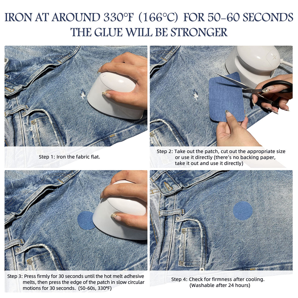 KING MOUNTAIN 100% Cotton Fabric Iron-on Repair Patch, Inside&Outside Clothes Repair Patch, 3"x60" with Backing Glue Repair Decorative Patch kit (Off-White) Jansha Store