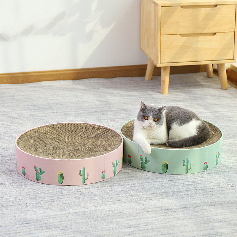Durable Round Cat Scratch Board Bed and Toy Cashymart