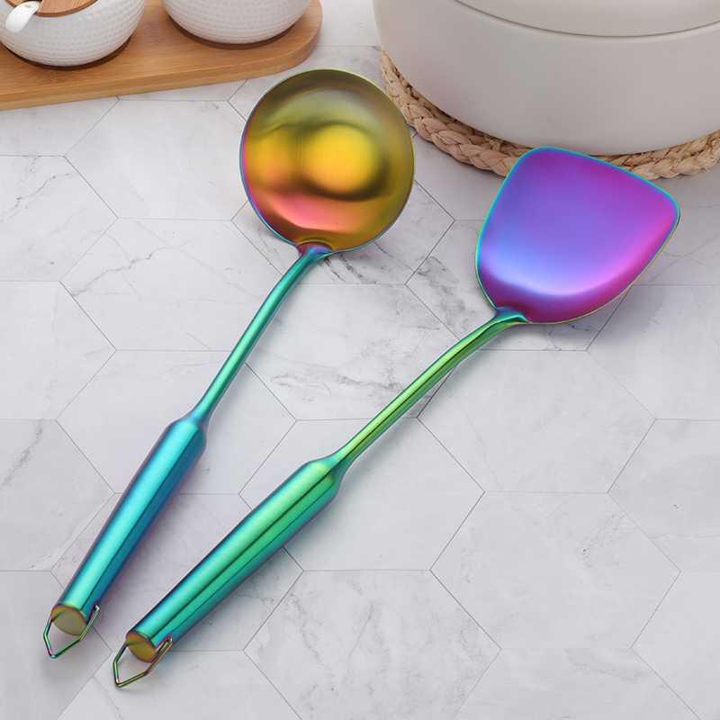Long Handled Stainless Steel Spatula and Spoon Set-3