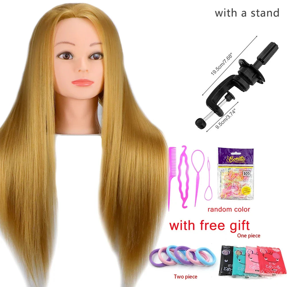 Mannequin Head With Synthetic Hair For Styling-12