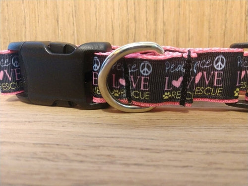 Collar/ Large/ Medium/ Peace Love and Rescue Pink Jansha Store