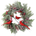 Red Cardinal Christmas Wreath With Berry And Pinecones-0