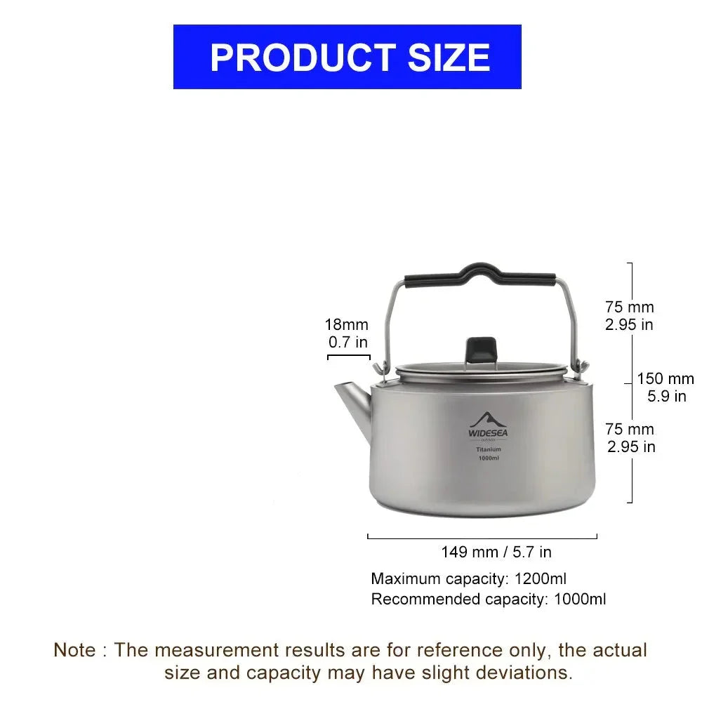 Ultralight Titanium Camping Kettle Outdoor Tea & Coffee Pot Grey OBA
