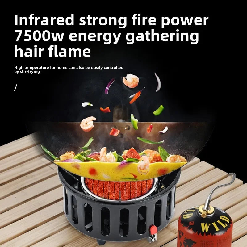 7-Core Camping Infrared Gas Stove Black LPO