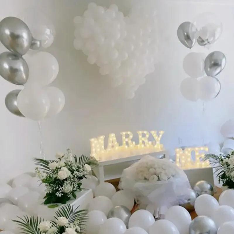 63-Piece Silver White Bride To Be Balloon Set: Bridal Bachelor Party Decorations CAN