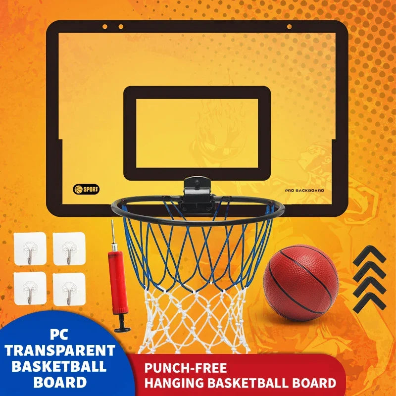 Kids Foldable Wall-Mounted Basketball Hoop Set – Indoor & Outdoor Basketball Stand with Ball LPO