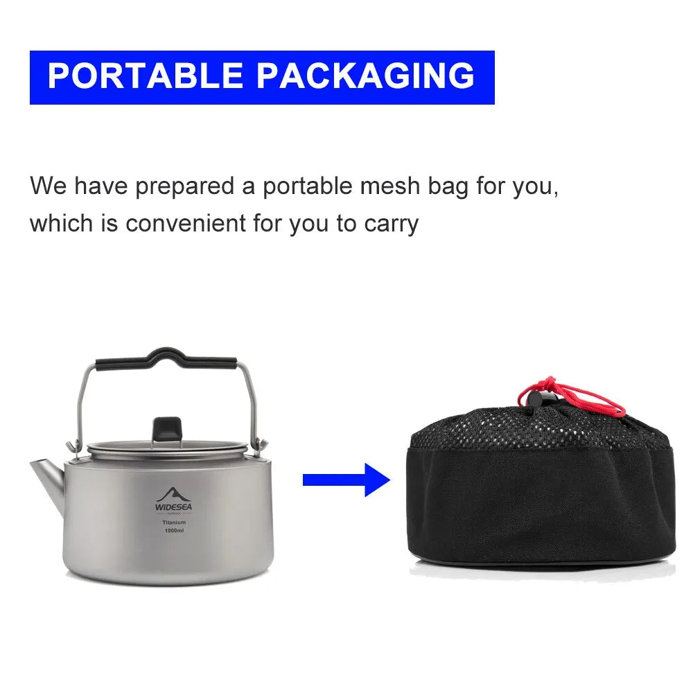 Ultralight Titanium Camping Kettle Outdoor Tea & Coffee Pot Grey OBA