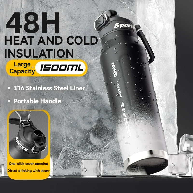 1.5L Insulated Water Bottle Black CAN