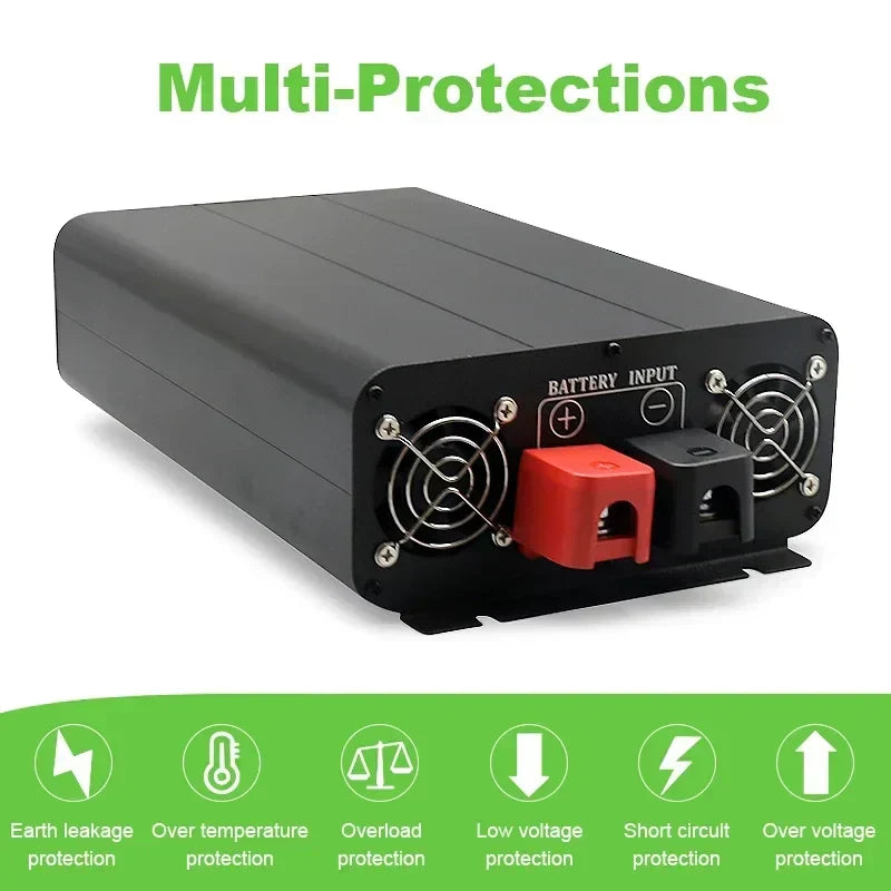 2000W Pure Sine Wave Inverter 12V to 220V DC-AC Converter CAN