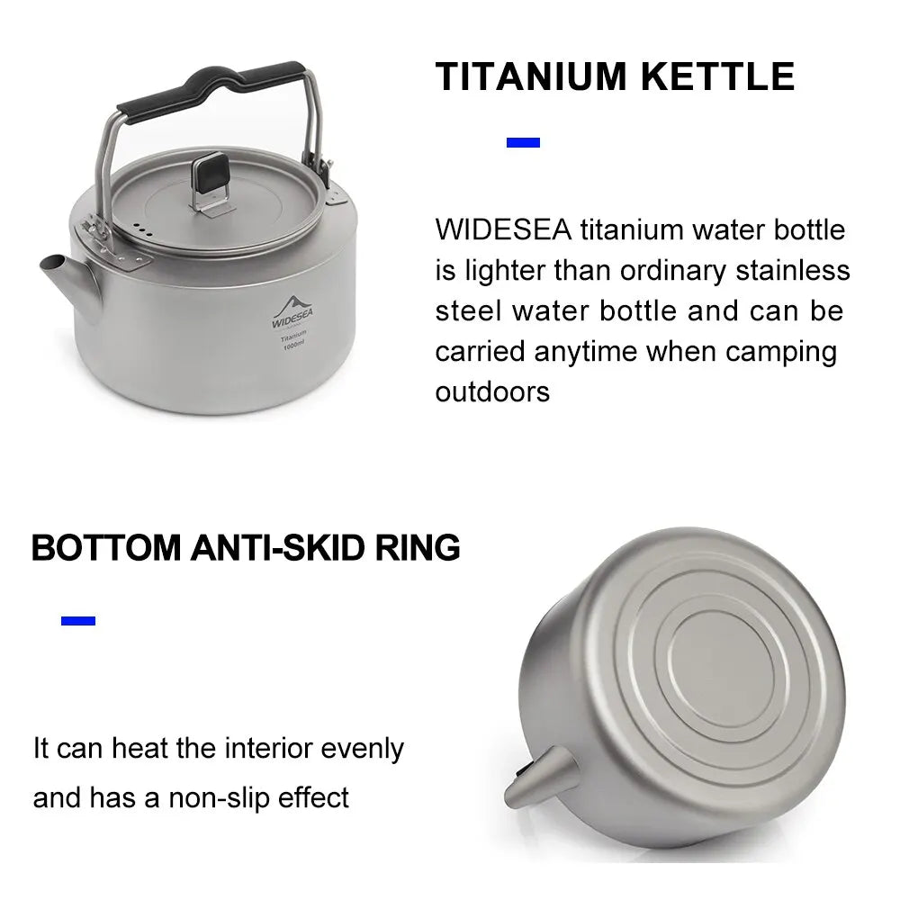 Ultralight Titanium Camping Kettle Outdoor Tea & Coffee Pot Grey OBA