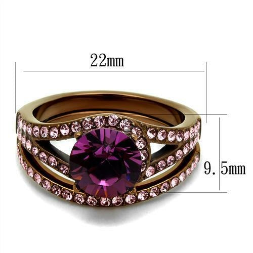 TK2745 - IP Coffee light Stainless Steel Ring with Top Grade Crystal Jansha Store