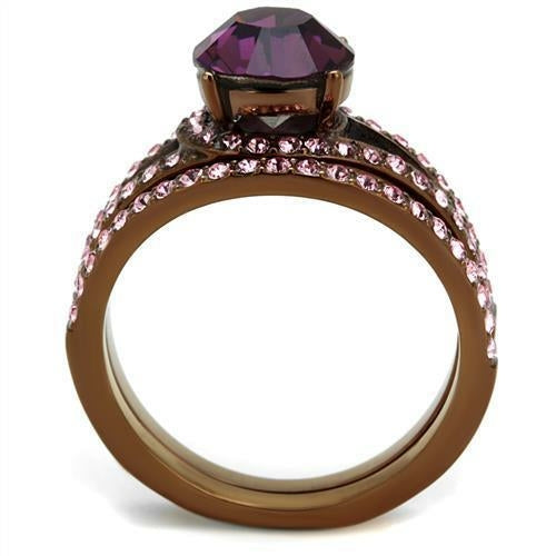 TK2745 - IP Coffee light Stainless Steel Ring with Top Grade Crystal Jansha Store