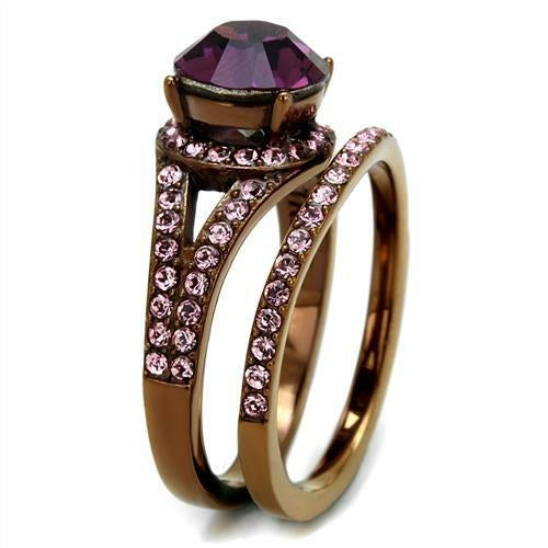 TK2745 - IP Coffee light Stainless Steel Ring with Top Grade Crystal Jansha Store