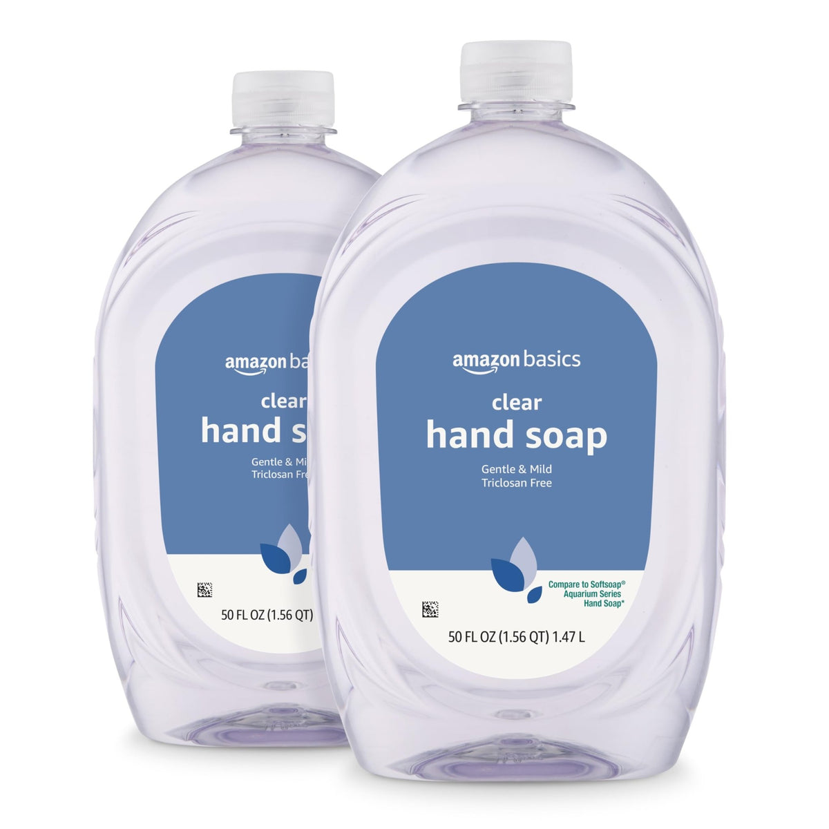 Amazon Basics Gentle & Mild Clear Liquid Hand Soap Refill, Triclosan-Free, Dermatologist-Tested, pH Balanced, Cruelty-Free, 50 Fluid Ounces, 1-Pack (Previously Solimo) - Jansha Store