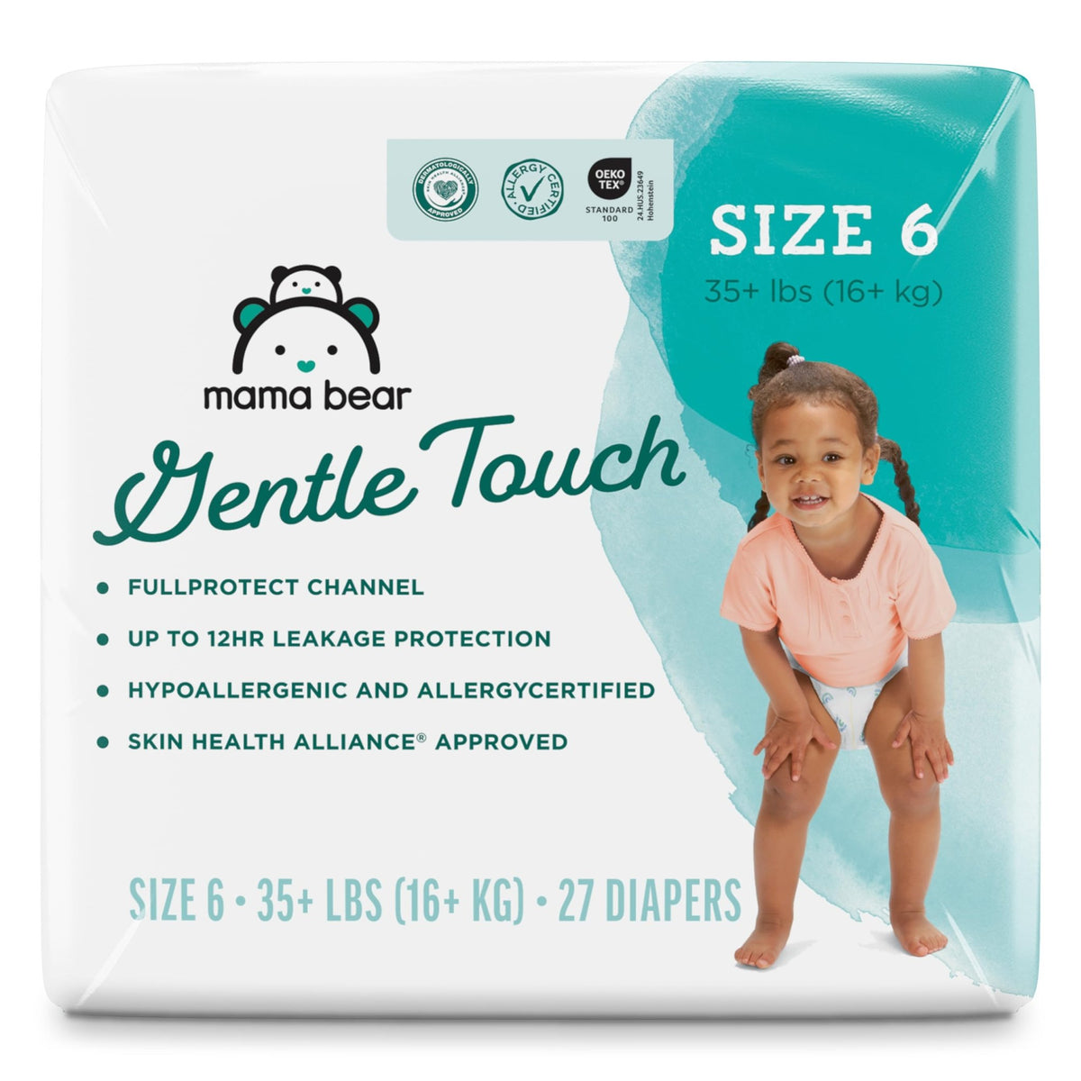 Amazon Brand - Mama Bear Gentle Touch Baby Diapers, Size 5, 27+ lb, Leak Protection, 12 Hours Protection, Wetness Indicator, Hypoallergenic, 132 Count (4 packs of 33) - Jansha Store
