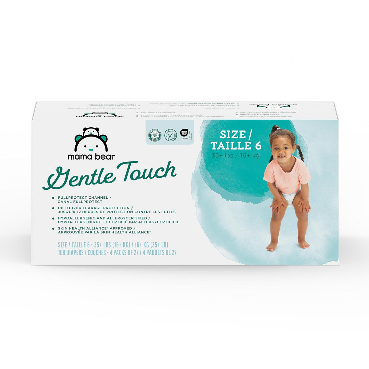 Amazon Brand - Mama Bear Gentle Touch Baby Diapers, Size 5, 27+ lb, Leak Protection, 12 Hours Protection, Wetness Indicator, Hypoallergenic, 132 Count (4 packs of 33) - Jansha Store