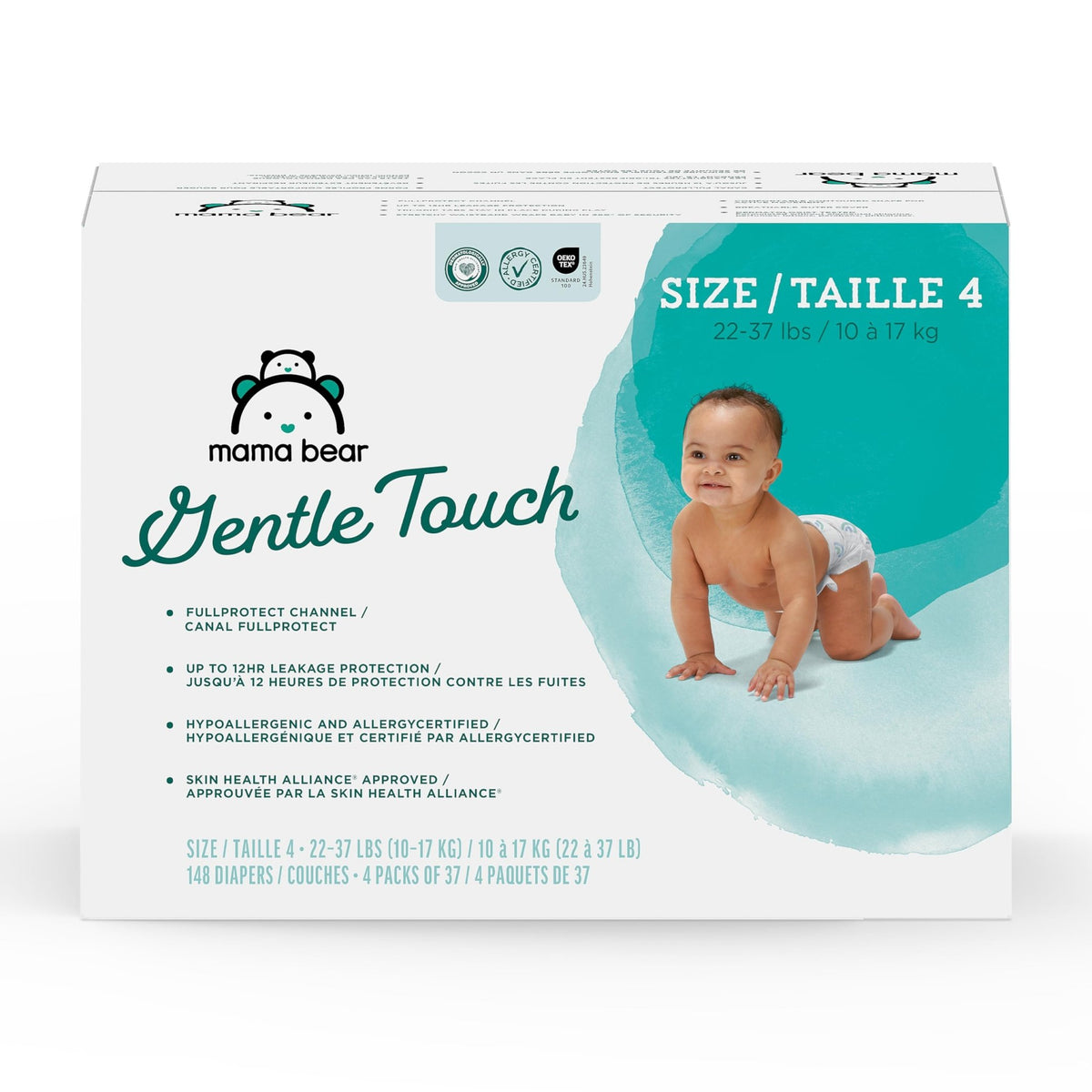 Amazon Brand - Mama Bear Gentle Touch Baby Diapers, Size 5, 27+ lb, Leak Protection, 12 Hours Protection, Wetness Indicator, Hypoallergenic, 132 Count (4 packs of 33) - Jansha Store