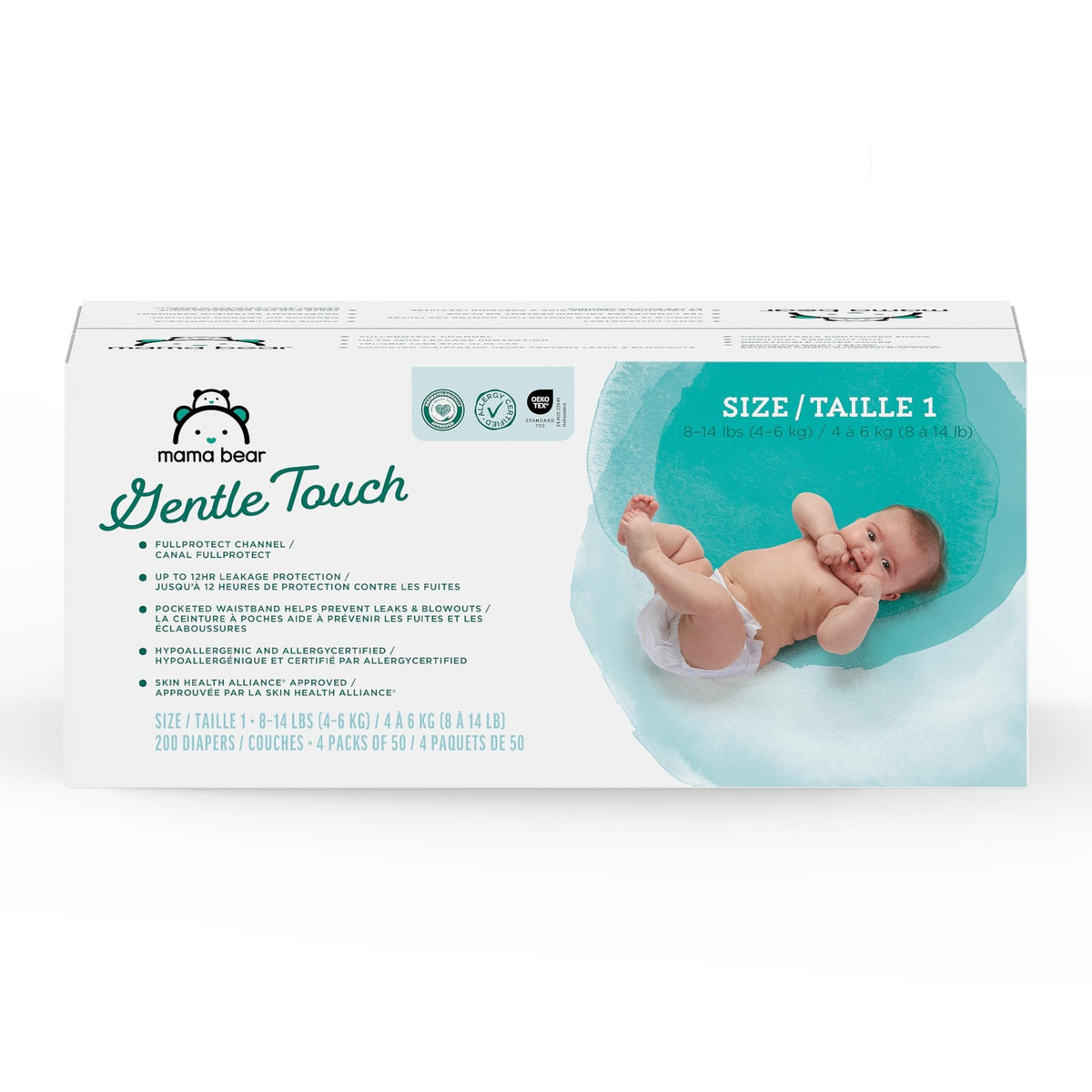 Amazon Brand - Mama Bear Gentle Touch Baby Diapers, Size 5, 27+ lb, Leak Protection, 12 Hours Protection, Wetness Indicator, Hypoallergenic, 132 Count (4 packs of 33) - Jansha Store