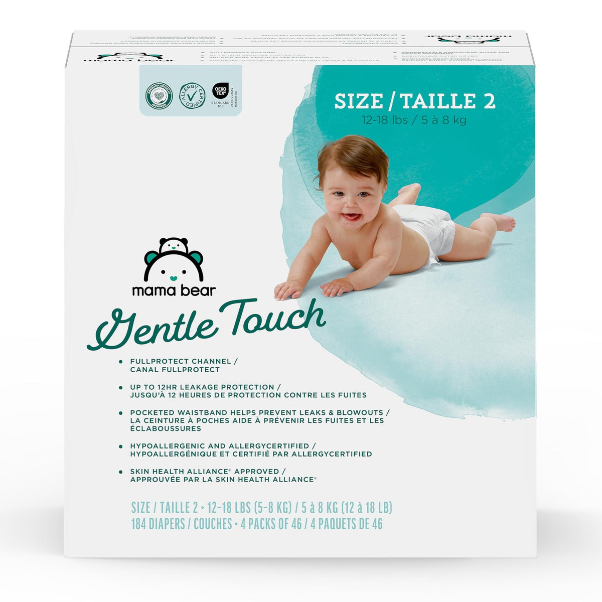 Amazon Brand - Mama Bear Gentle Touch Baby Diapers, Size 5, 27+ lb, Leak Protection, 12 Hours Protection, Wetness Indicator, Hypoallergenic, 132 Count (4 packs of 33) - Jansha Store