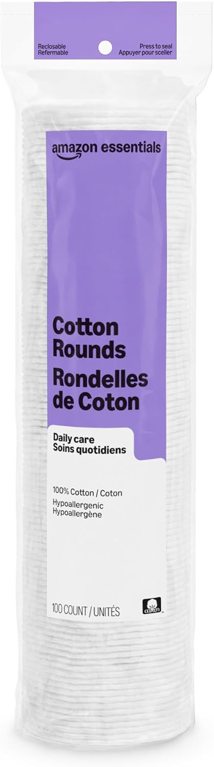 Amazon Essentials 100% Cotton Rounds, 100 Count (Previously Amazon Basics) - Jansha Store